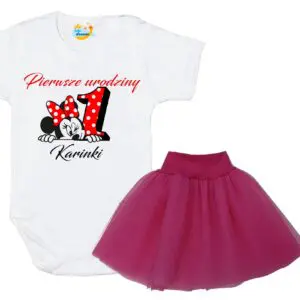 Komplet dziecięcy zestaw body i spódniczka Myszka Minnie