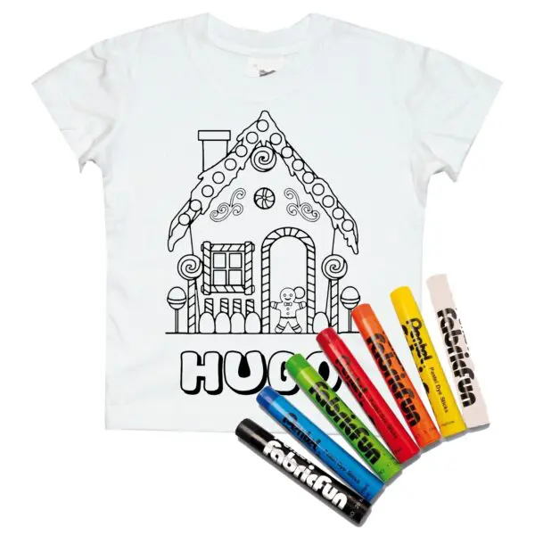 Koszulka do kolorowania + pastele DOMEK Z PIERNIKÓW