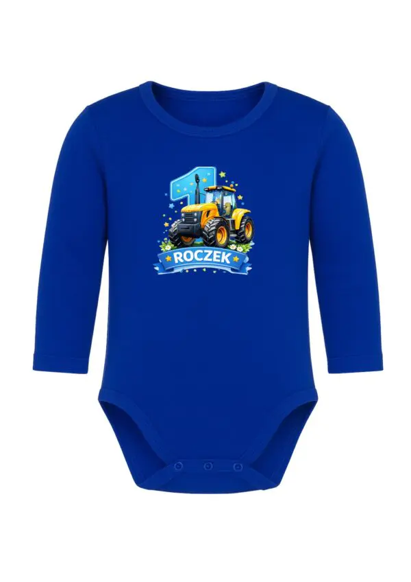 Body niemowlęce NADRUK ROCZEK  traktor żółty