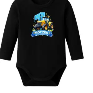 Body niemowlęce NADRUK ROCZEK traktor żółty