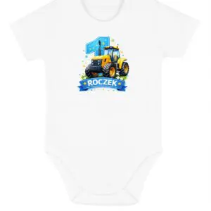 Body niemowlęce NADRUK ROCZEK traktor żółty