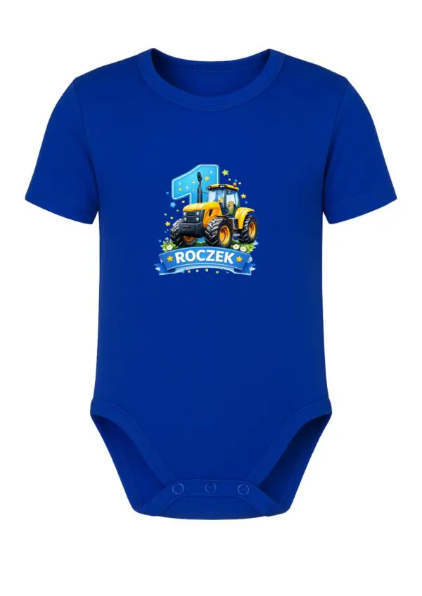 Body niemowlęce NADRUK ROCZEK  traktor żółty