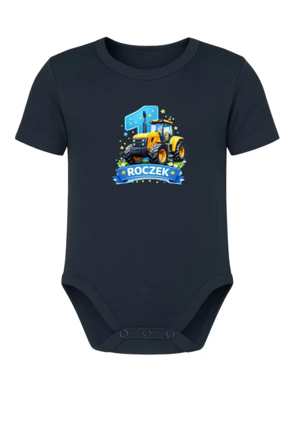 Body niemowlęce NADRUK ROCZEK  traktor żółty
