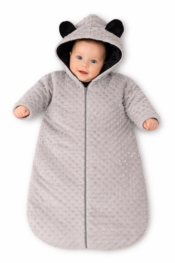 Ciepły Śpiworek Niemowlęcy z Uszkami – Miękki Otulacz od 0 do 3 miesięcy