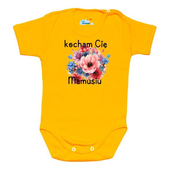 Body krótki rękaw Kocham Cię MAMUSIU żółte