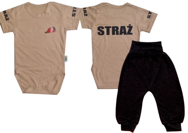 Komplet dziecięcy zestaw niemowlęcy STRAŻ body + spodnie