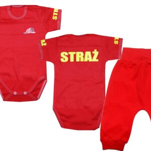 Komplet dziecięcy zestaw niemowlęcy STRAŻ body + spodnie