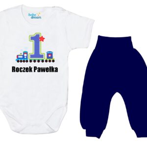 Komplet dziecięcy zestaw niemowlęcy body i spodnie ROCZEK ciuchcia (Kopia)