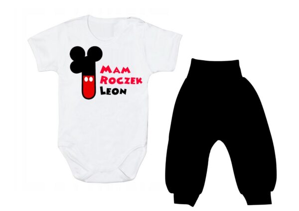 Komplet dziecięcy zestaw body i spodnie 1-ka MICKEY