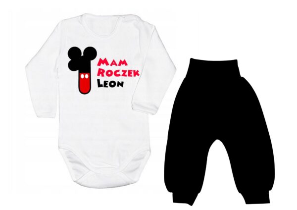 Komplet dziecięcy zestaw body i spodnie 1-ka MICKEY