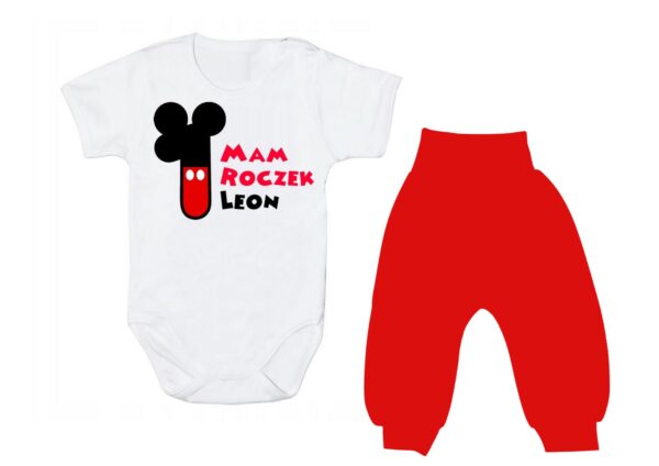 Komplet dziecięcy zestaw body i spodnie 1-ka MICKEY