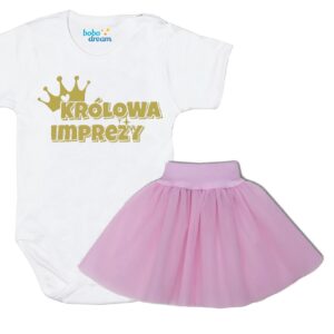 Komplet dziecięcy zestaw body i spódniczka KRÓLOWA IMPREZY