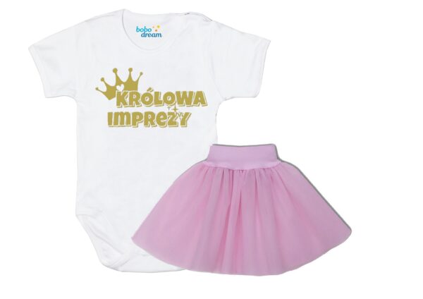 Komplet dziecięcy zestaw body i spódniczka KRÓLOWA IMPREZY