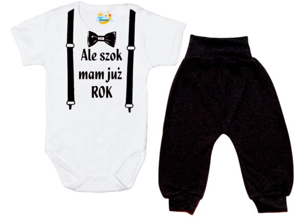 Komplet dziecięcy zestaw niemowlęcy body i spodnie ROCZEK