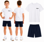STRÓJ NA WF Z IMIENIEM – BIAŁY T-SHIRT + SPODENKI CZARNE
